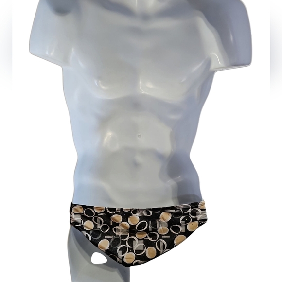 NDS Wear Mens Large Black Brown Sparkle Brief Retro Pattern Soft Underwear NWT - Picture 3 of 5